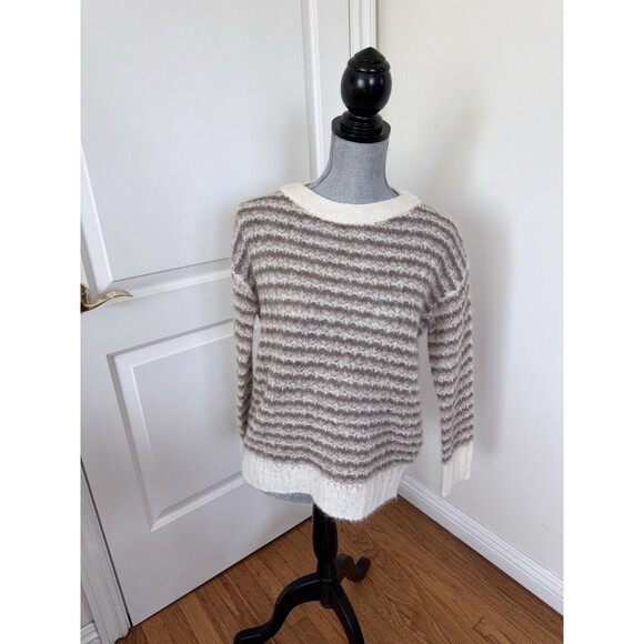 Theory Women's Stripe Baby Alpaca-Blend Sweater Minimalist Luxury - Picture 2 of 5